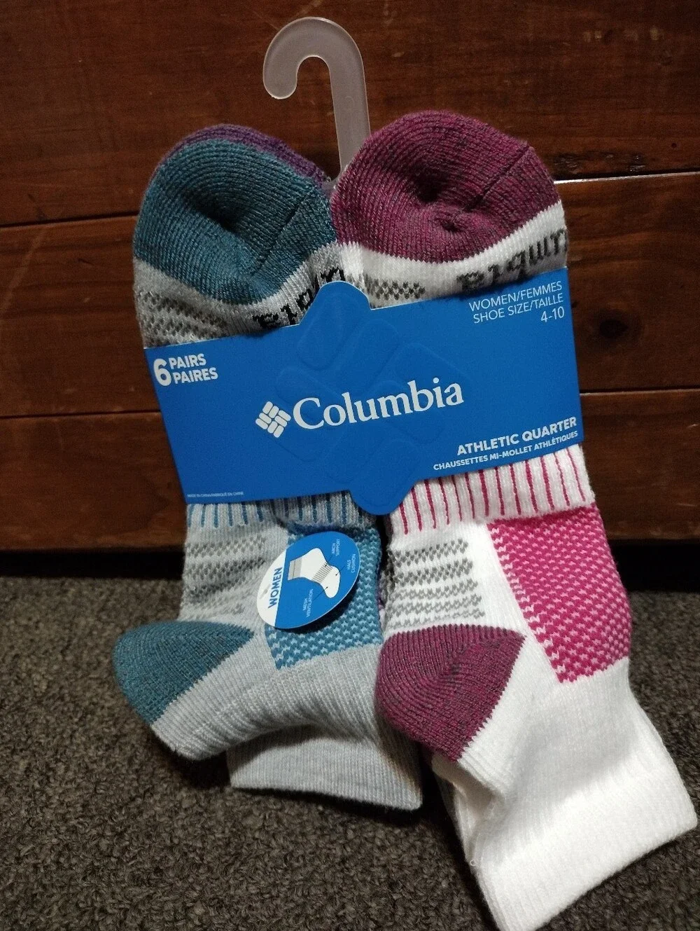 Columbia Women's Athletic Quarter Socks - Teal & Magenta (6-Pack)